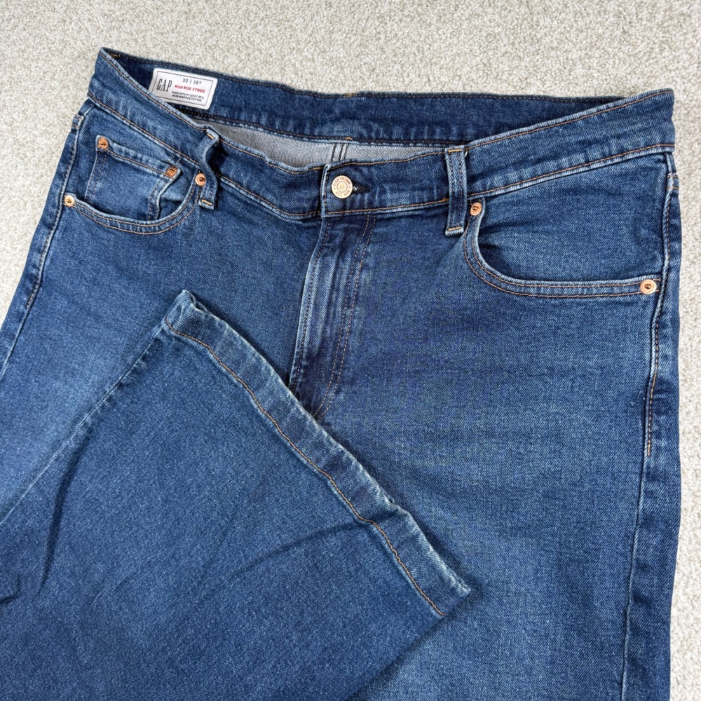 Gap Jeans Womens 33/16R Blue High Rise Stride Wide Leg Regenerative Cotton